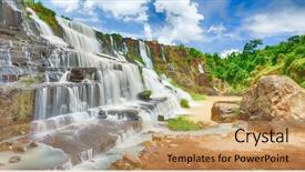  Presentation with vietnam - PPT theme enhanced with beautiful pongour waterfall in vietnam background and a coral colored foreground