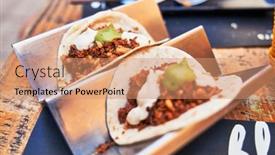  Presentation with tacos - Presentation theme consisting of beautiful-pork-mexican-tacos-image background and a coral colored foreground