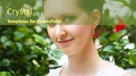  Presentation with hibiscus - Theme consisting of beautiful-positive-young-brunette background and a tawny brown colored foreground