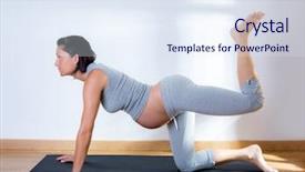  Presentation with aerobics - Colorful PPT theme enhanced with pregnancy - beautiful pregnant woman at gym backdrop and a sky blue colored foreground