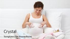  Presentation with baby clothes - Cool new PPT theme with beautiful pregnant woman choosing baby' backdrop and a lemonade colored foreground