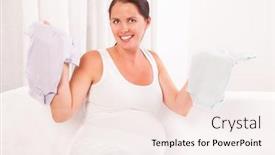  Presentation with baby clothes - Theme enhanced with beautiful-pregnant-woman-holding-baby background and a sky blue colored foreground