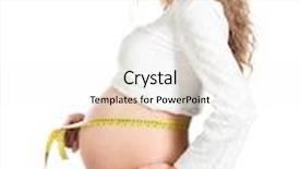  Presentation with stomach - Amazing presentation design having beautiful pregnant woman measures her stomach isolated on white backdrop and a cream colored foreground