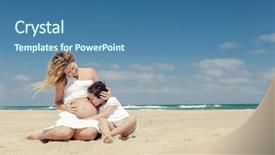  Presentation with pregnant mom - Amazing slide deck having her little daughter kissing mom backdrop and a ocean colored foreground