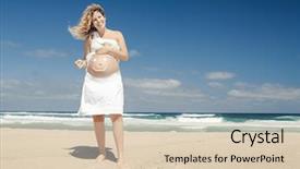  Presentation with sunscreen - PPT theme consisting of protect nature - beautiful pregnant woman background and a lemonade colored foreground