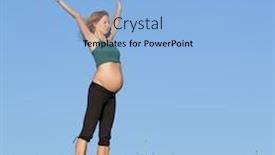  Presentation with meadow - PPT theme featuring beautiful pregnant woman background and a light blue colored foreground