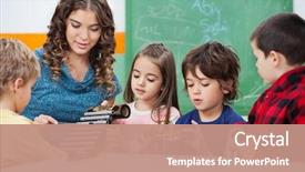  Presentation with preschool - Presentation theme having beautiful preschool teacher teaching students background and a coral colored foreground