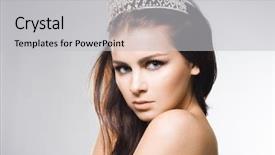  Presentation with princess - Amazing slide set having beautiful princess with diamond crown backdrop and a light gray colored foreground