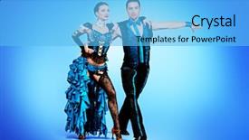 Presentation with tango dance - Presentation theme featuring beautiful professional dancers perform tango background and a light blue colored foreground