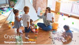  Presentation with toddlers - Colorful slide set enhanced with group of toddlers make therapy backdrop and a coral colored foreground