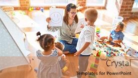  Presentation with toddlers - Slide deck consisting of beautiful-psychologist-and-group background and a coral colored foreground