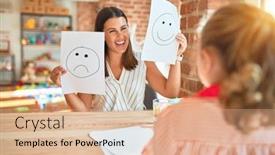  Presentation with emotions - Beautiful theme featuring beautiful-psycologist-and-blond-toddler backdrop and a lemonade colored foreground