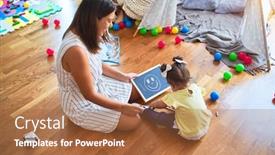  Presentation with emotions - PPT theme featuring beautiful-psycologist-and-toddler-girl background and a red colored foreground