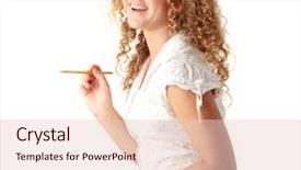  Presentation with student - Beautiful presentation design featuring beautiful-pudgy-caucasian-student-girl backdrop and a lemonade colored foreground