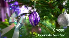  Presentation with silver purple - Slide deck enhanced with beautiful purple and silver baubles on christmas tree background and a tawny brown colored foreground