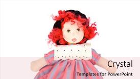  Presentation with doll - Presentation theme with beautiful rag doll on a white background background and a coral colored foreground