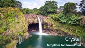  Presentation with falls - Slide deck featuring beautiful-rainbow-falls-in-hilo background and a ocean colored foreground