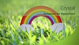  Presentation with green lawn - Theme enhanced with beautiful-rainbow-summer-landscape background and a seafoam green colored foreground