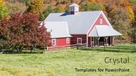  Presentation with barn - PPT theme having beautiful red barn in new background and a yellow colored foreground