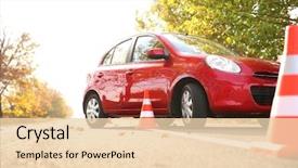  Presentation with safety driving - Slide deck featuring beautiful red car and safety background and a lemonade colored foreground