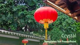  Presentation with old china - Slide deck having beautiful-red-chinese-lantern-hanging background and a ocean colored foreground