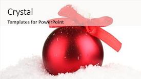  Presentation with white snow - Presentation with beautiful red christmas ball on snow isolated on white background and a sky blue colored foreground
