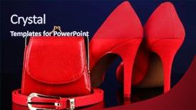 Presentation with red and blue smoke - Audience pleasing slide set consisting of beautiful red female shoes purse backdrop and a navy blue colored foreground