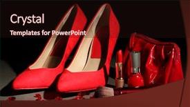  Presentation with black female - Slide deck enhanced with beautiful red female shoes background and a wine colored foreground