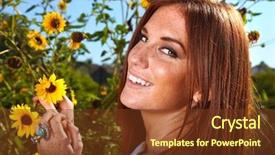  Presentation with outdoors - Colorful slides enhanced with beautiful red haired woman outdoors backdrop and a  colored foreground
