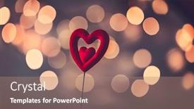  Presentation with romantic love - Colorful PPT theme enhanced with beautiful-red-heart-over-blurry backdrop and a coral colored foreground