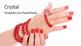  Presentation with pearls - Audience pleasing PPT layouts consisting of beautiful red manicure and pearls isolated on white backdrop and a sky blue colored foreground