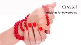  Presentation with pearls - Amazing PPT theme having beautiful red manicure and pearls isolated on white backdrop and a sky blue colored foreground