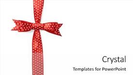  Presentation with red bow - Cool new PPT theme with beautiful red ribbon with bow backdrop and a white colored foreground