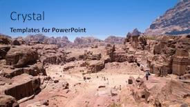  Presentation with petra - Presentation theme featuring beautiful red rock formations in petra jordan background and a light blue colored foreground