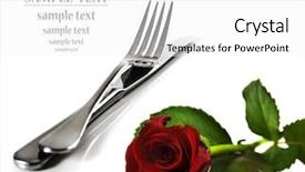  Presentation with pure white - PPT layouts consisting of beautiful red rose with a setting with knife and fork on a pure white background with space for text background and a white colored foreground