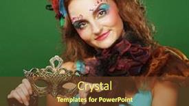  Presentation with carnaval - Amazing slides having beautiful redhair woman with mask carnaval visage backdrop and a tawny brown colored foreground