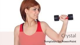  Presentation with lifting weights - Beautiful slides featuring beautiful-redhead-girl-lifting-weights backdrop and a lemonade colored foreground