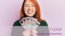  Presentation with tongue - Audience pleasing PPT theme consisting of beautiful-redhead-woman-holding-100 backdrop and a sky blue colored foreground