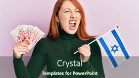  Presentation with israel flag - Slide set consisting of beautiful-redhead-woman-holding-20 background and a tawny brown colored foreground