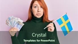  Presentation with swedish - Presentation design consisting of beautiful-redhead-woman-holding-20 background and a tawny brown colored foreground