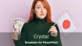  Presentation with japan flag - Slide deck with beautiful-redhead-woman-holding-5000 background and a tawny brown colored foreground