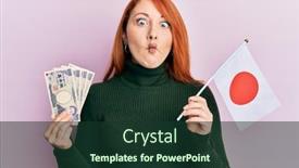  Presentation with japan flag - Presentation with beautiful-redhead-woman-holding-5000 background and a tawny brown colored foreground