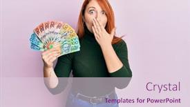  Presentation with australian - PPT theme having beautiful-redhead-woman-holding-australian background and a lemonade colored foreground