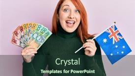  Presentation with australia - Presentation with beautiful-redhead-woman-holding-australian background and a tawny brown colored foreground