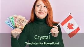  Presentation with canada flag - Beautiful slides featuring beautiful-redhead-woman-holding-canadian backdrop and a tawny brown colored foreground