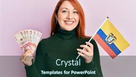  Presentation with colombia - Colorful slide deck enhanced with beautiful-redhead-woman-holding-colombia backdrop and a tawny brown colored foreground