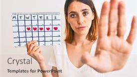  Presentation with defense - PPT layouts enhanced with beautiful-redhead-woman-holding-menstruation background and a lemonade colored foreground