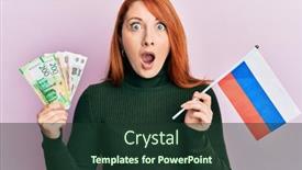  Presentation with russia flag - Audience pleasing presentation consisting of beautiful-redhead-woman-holding-russian backdrop and a tawny brown colored foreground