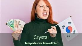  Presentation with korean flag - Slide deck having beautiful-redhead-woman-holding-south background and a tawny brown colored foreground