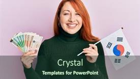  Presentation with korean flag - Slides having beautiful-redhead-woman-holding-south background and a tawny brown colored foreground